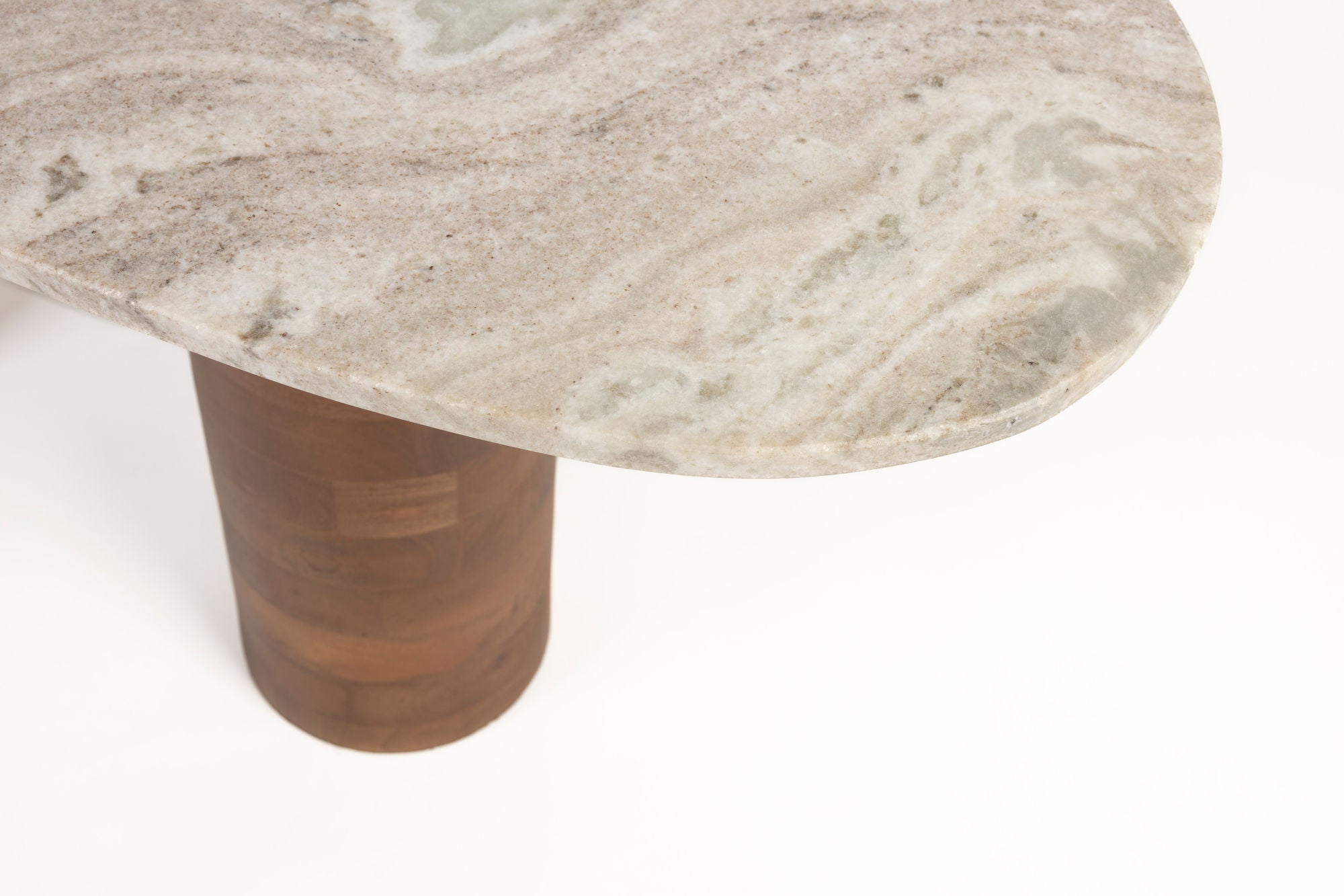 Kouk Mango Wood & Brown Marble Coffee Table